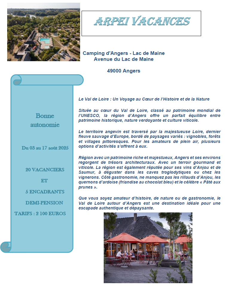 Le Val de Loire : Un Voyage au Coeur de l’Histoire et de la Nature Située au cœur du Val de Loire, classé au patrimoine mondial de l’UNESCO, la région d’Angers offre un parfait équilibre entre patrimoine historique, nature verdoyante et culture viticole.